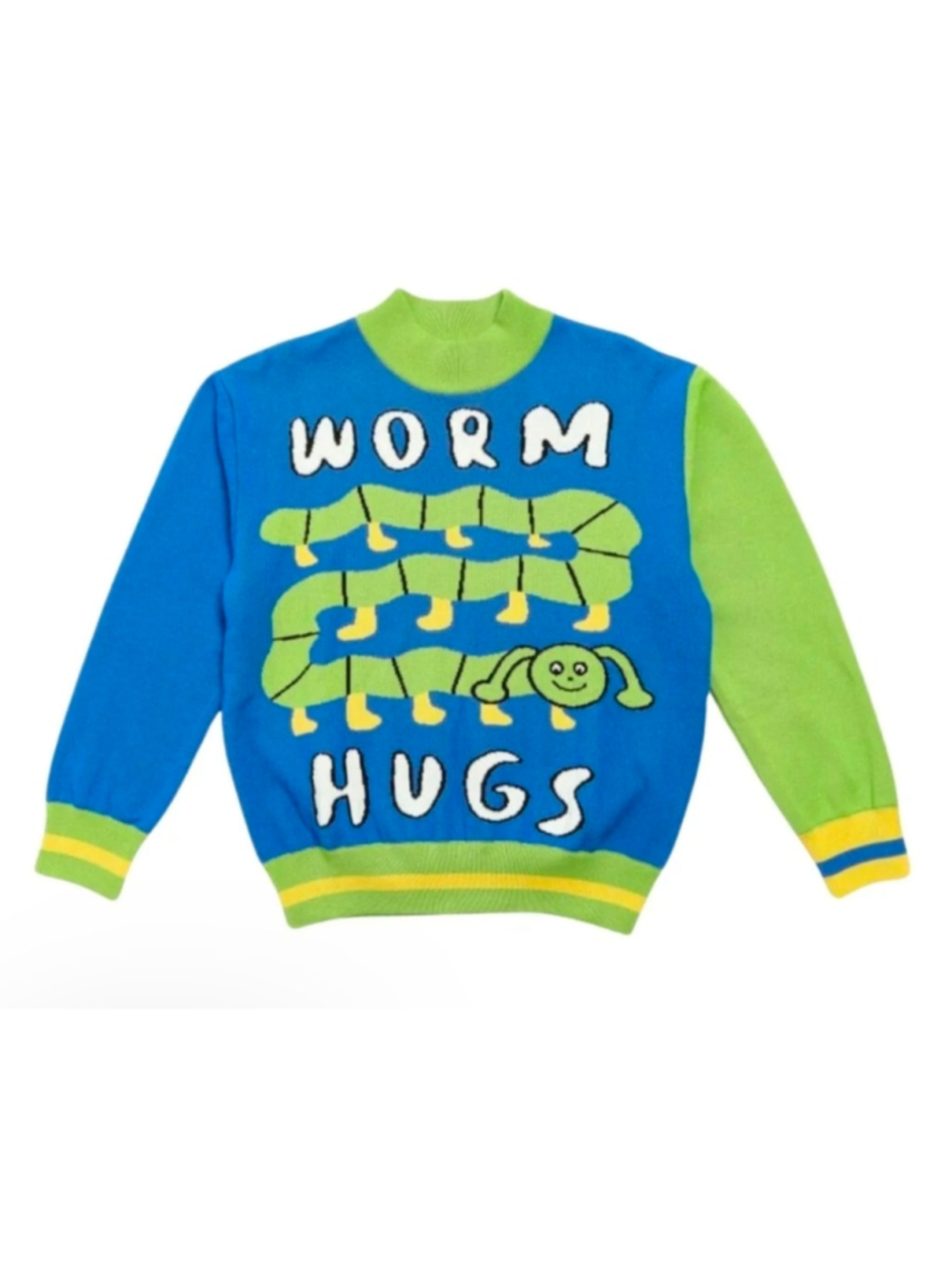 Kina & Tam Blue Worm Hugs Knit Sweater Plus Size 4XL